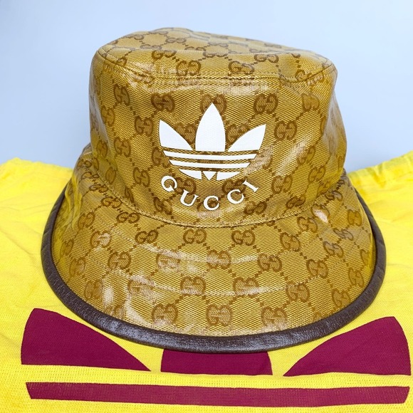 NWT Gucci x Adidas Bucket Hat In Brown Size M main image 5